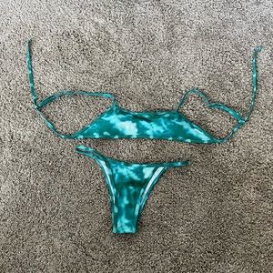 Blue Green Tie Dye Swim Suit Set from SHEIN